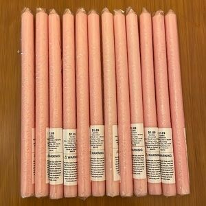 12 Blush Pink 12 inch Tall Candles NEW